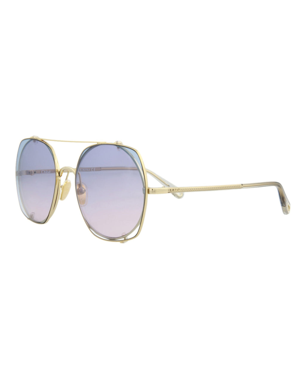 Chloé Womens Square/Rectangle Gold Grey Light Blue Fashion Designer Eyewear