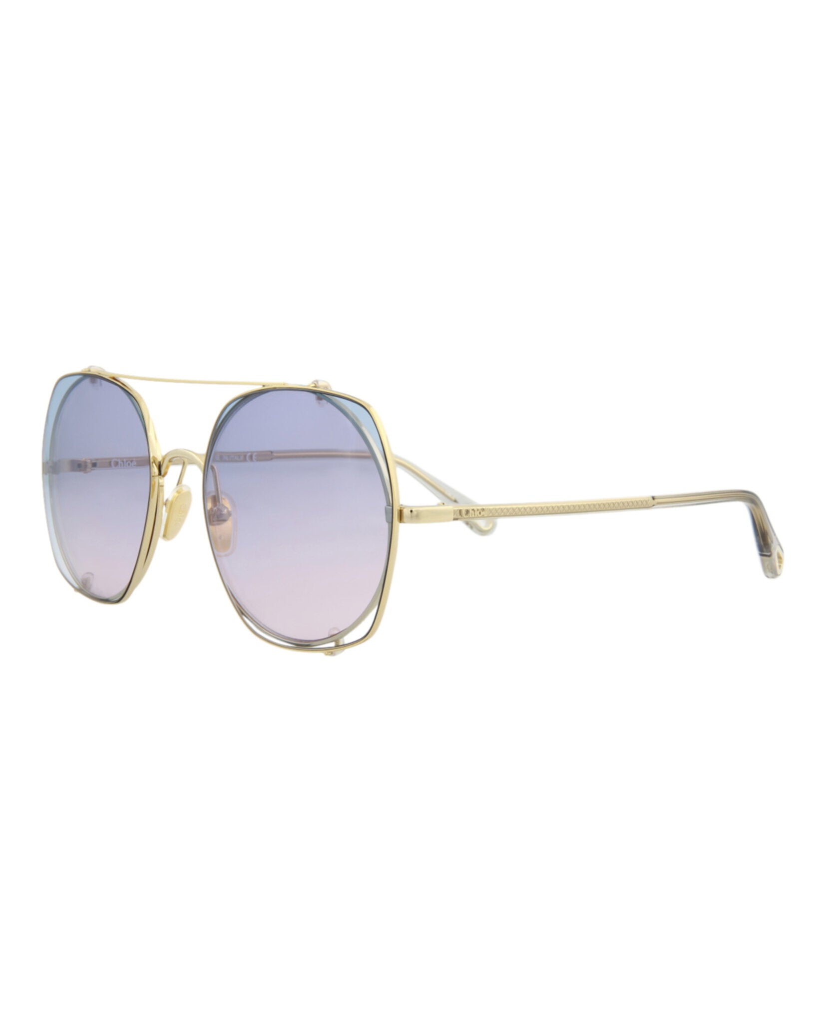 Chloé Womens Square/Rectangle Gold Grey Light Blue Fashion Designer Eyewear