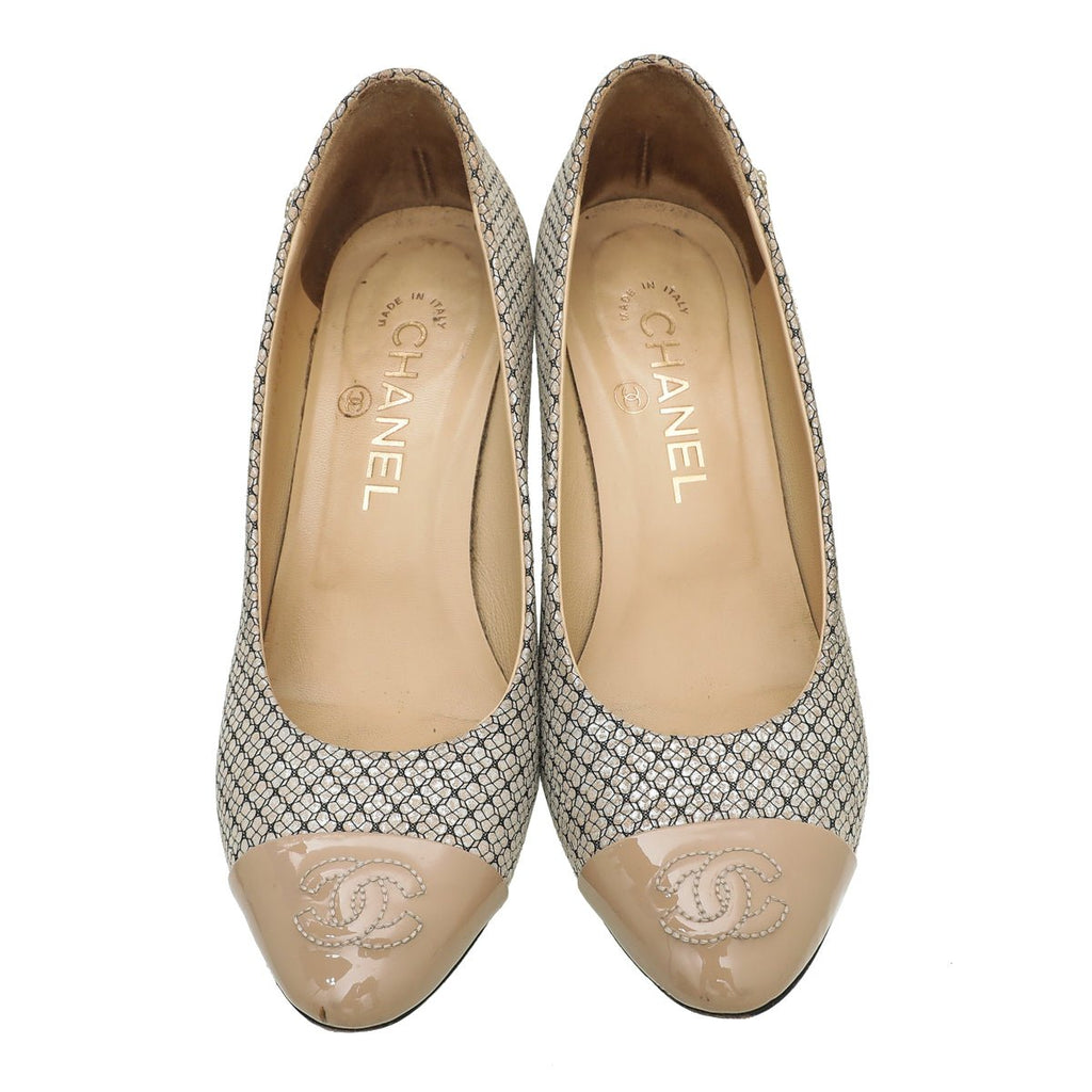 Chanel Beige CC Cap Toe Fantasy Pump 36