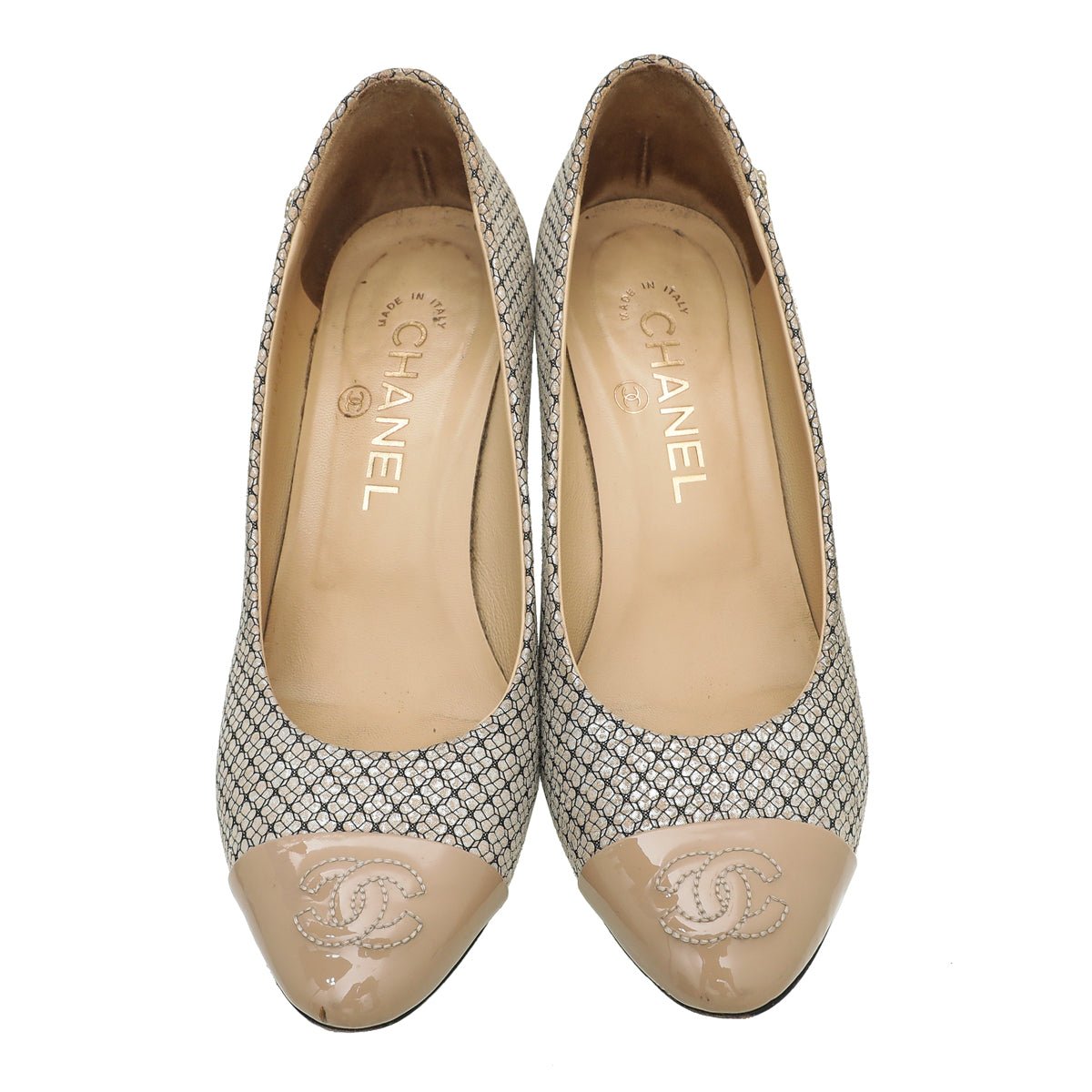 Chanel Beige CC Cap Toe Fantasy Pump 36