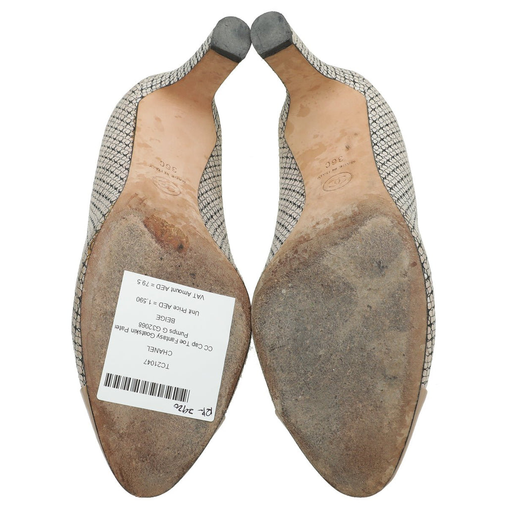 Chanel Beige CC Cap Toe Fantasy Pump 36