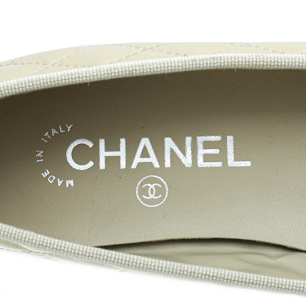 Chanel Beige CC Cap Toe Quilted Flat Ballerina 38