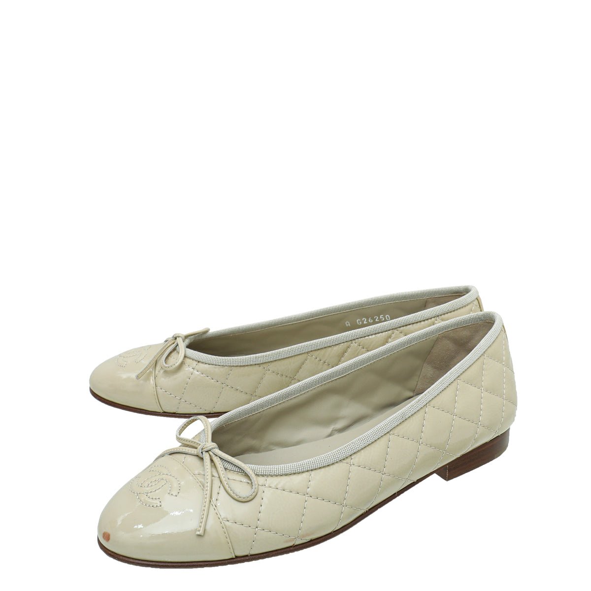 Chanel Beige CC Cap Toe Quilted Flat Ballerina 38