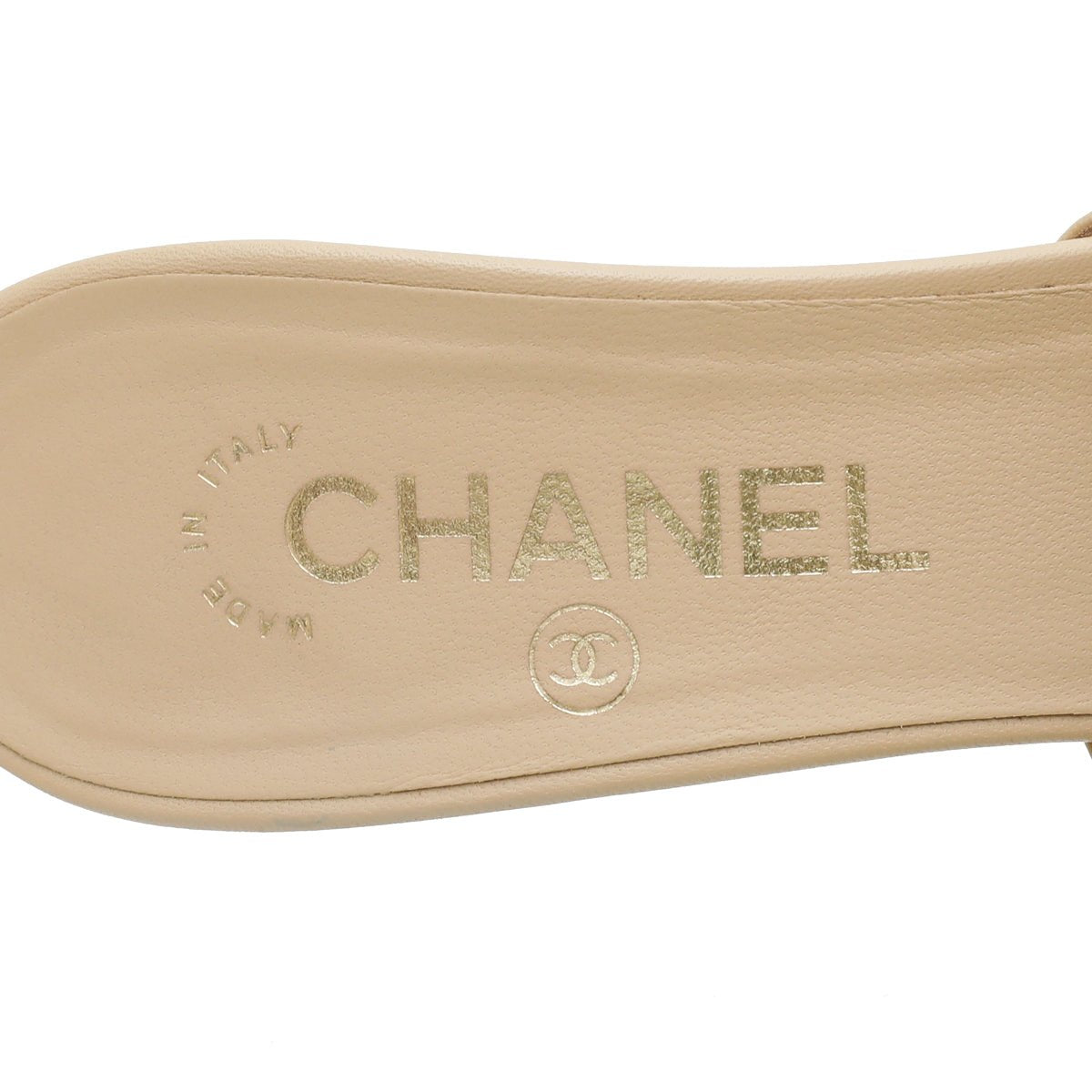 Chanel Beige CC Chain Heeled Mules 38.5