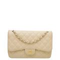 Chanel Beige CC Classic Double Flap Jumbo Bag