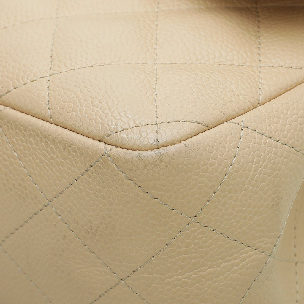 Chanel Beige CC Classic Double Flap Jumbo Bag