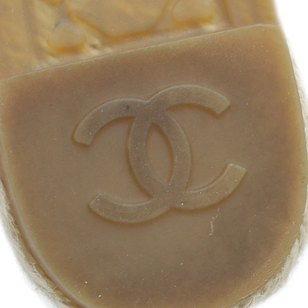Chanel Beige CC Crochet Cap Toe Espadrille 36