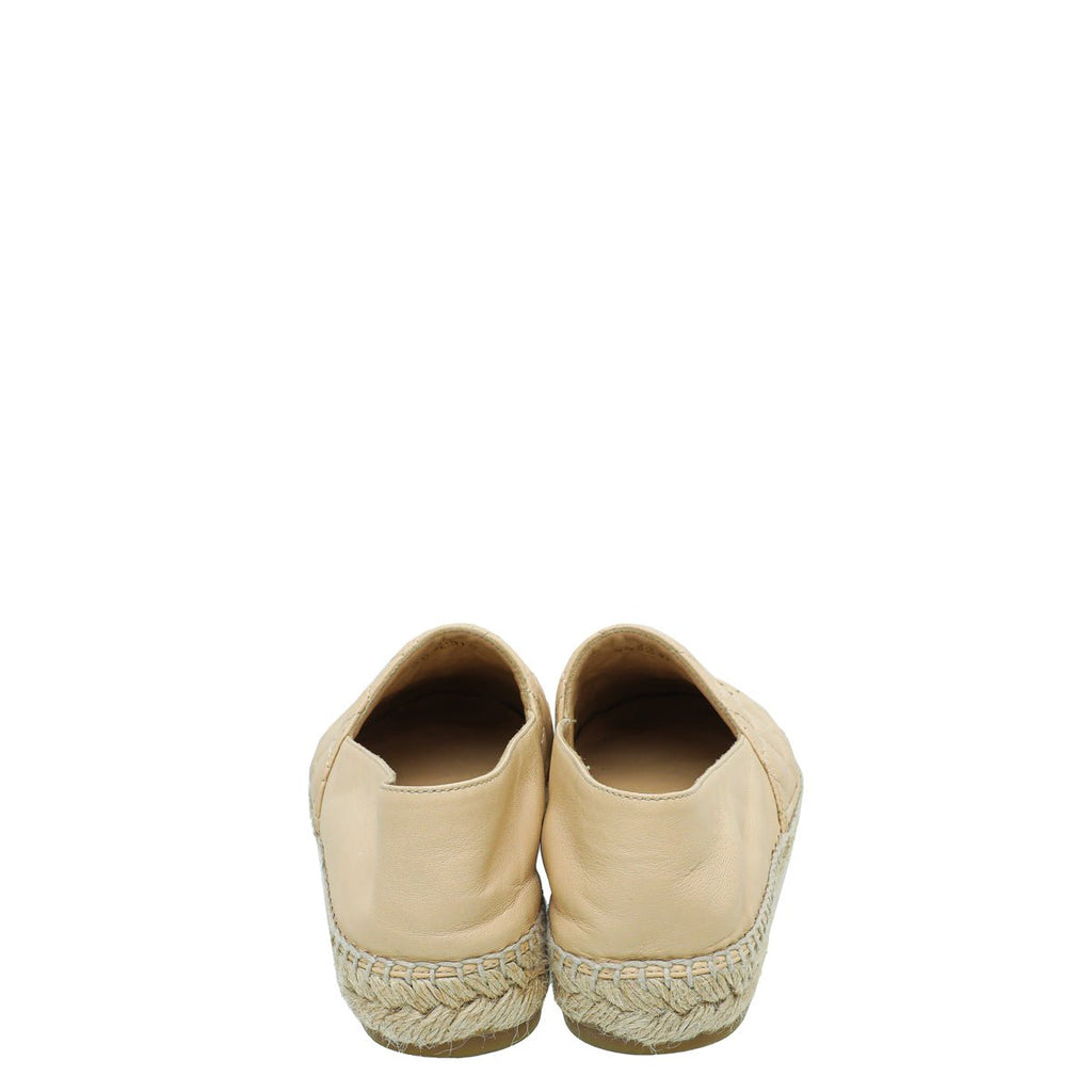 Chanel Beige CC Crochet Cap Toe Espadrille 36