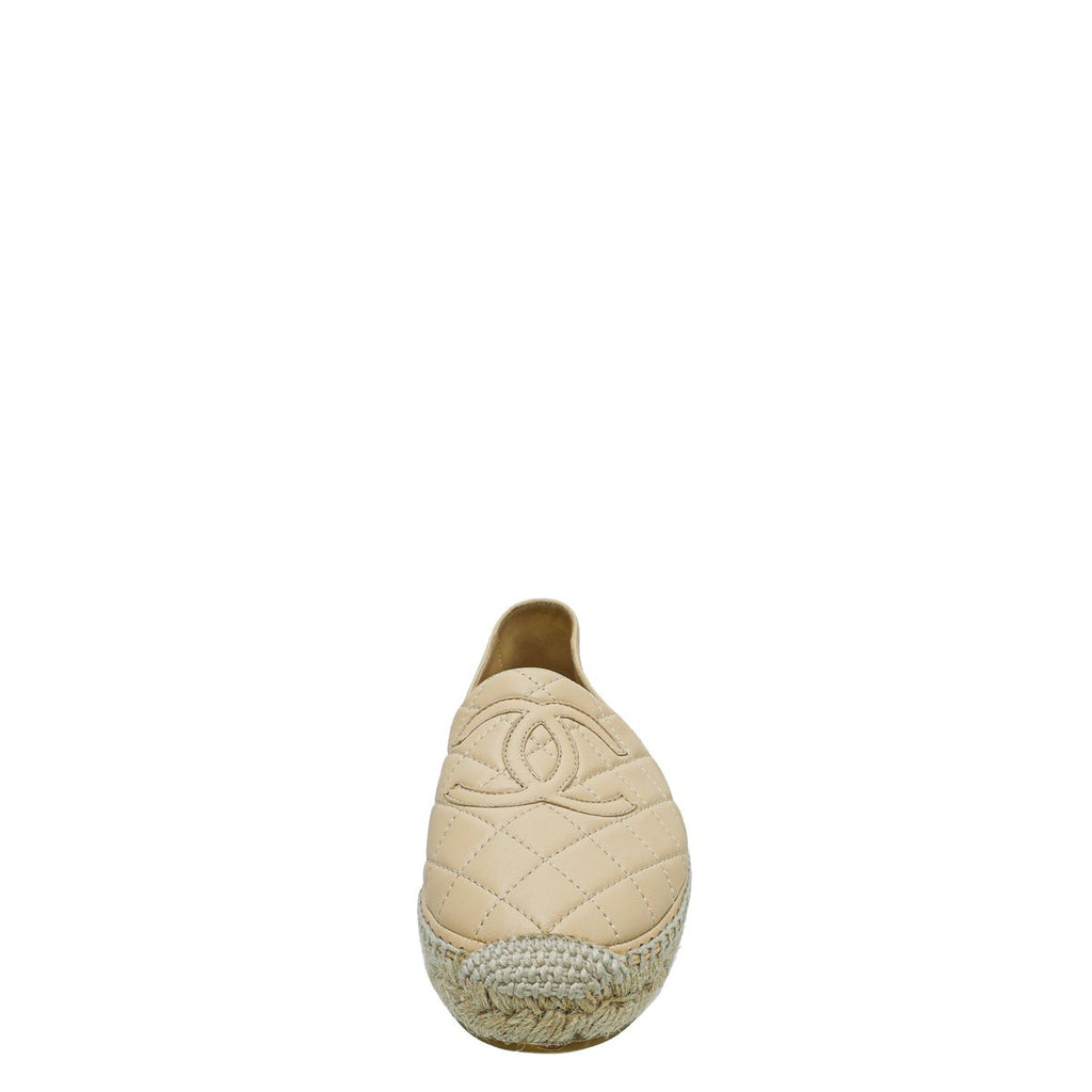 Chanel Beige CC Crochet Cap Toe Espadrille 36