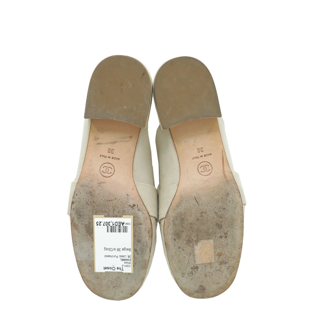 Chanel Beige CC Pearl Slide Mules 38