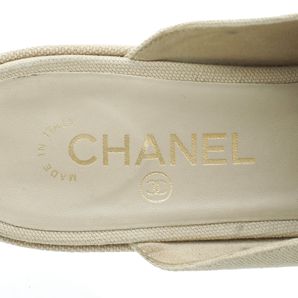 Chanel Beige CC Pearl Slide Mules 38