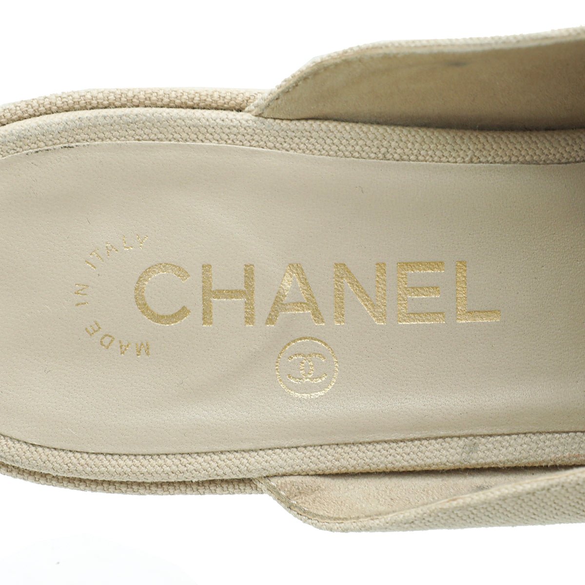 Chanel Beige CC Pearl Slide Mules 38