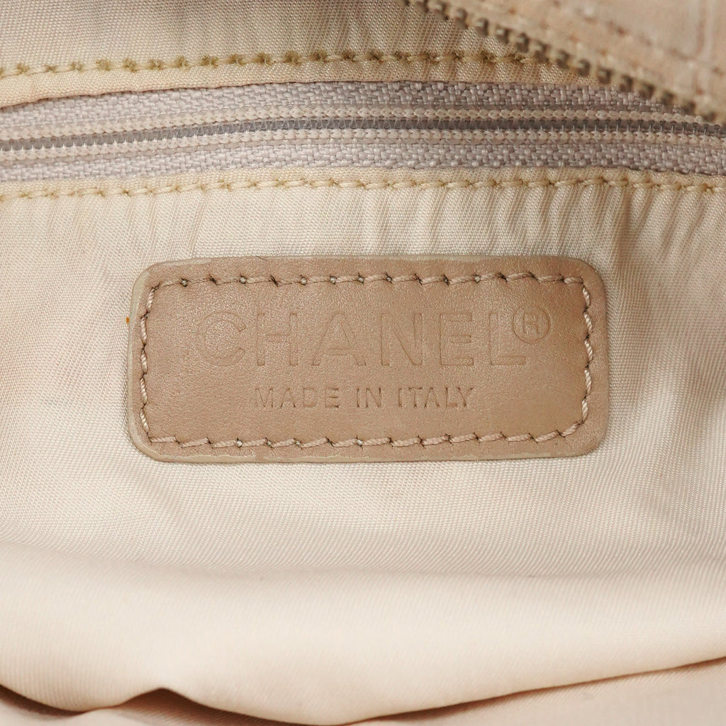 Beige Nylon Leather Quilted 2-Way Bag