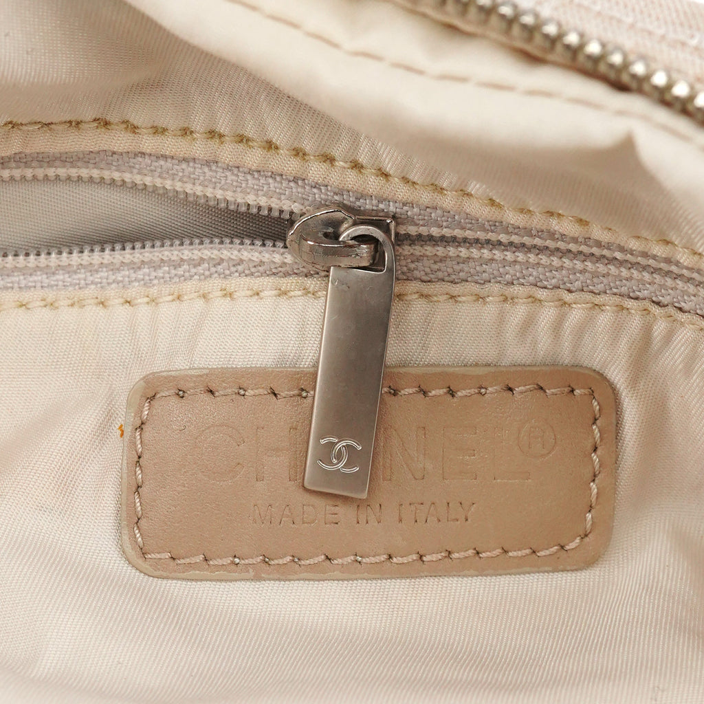 Beige Nylon Leather Quilted 2-Way Bag