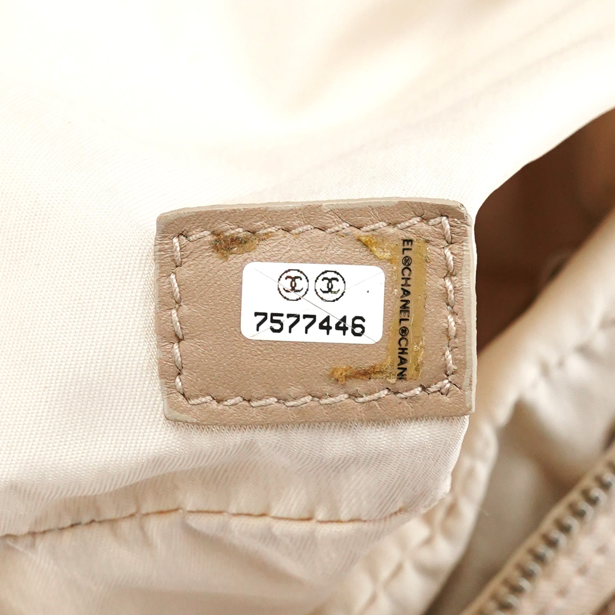 Beige Nylon Leather Quilted 2-Way Bag