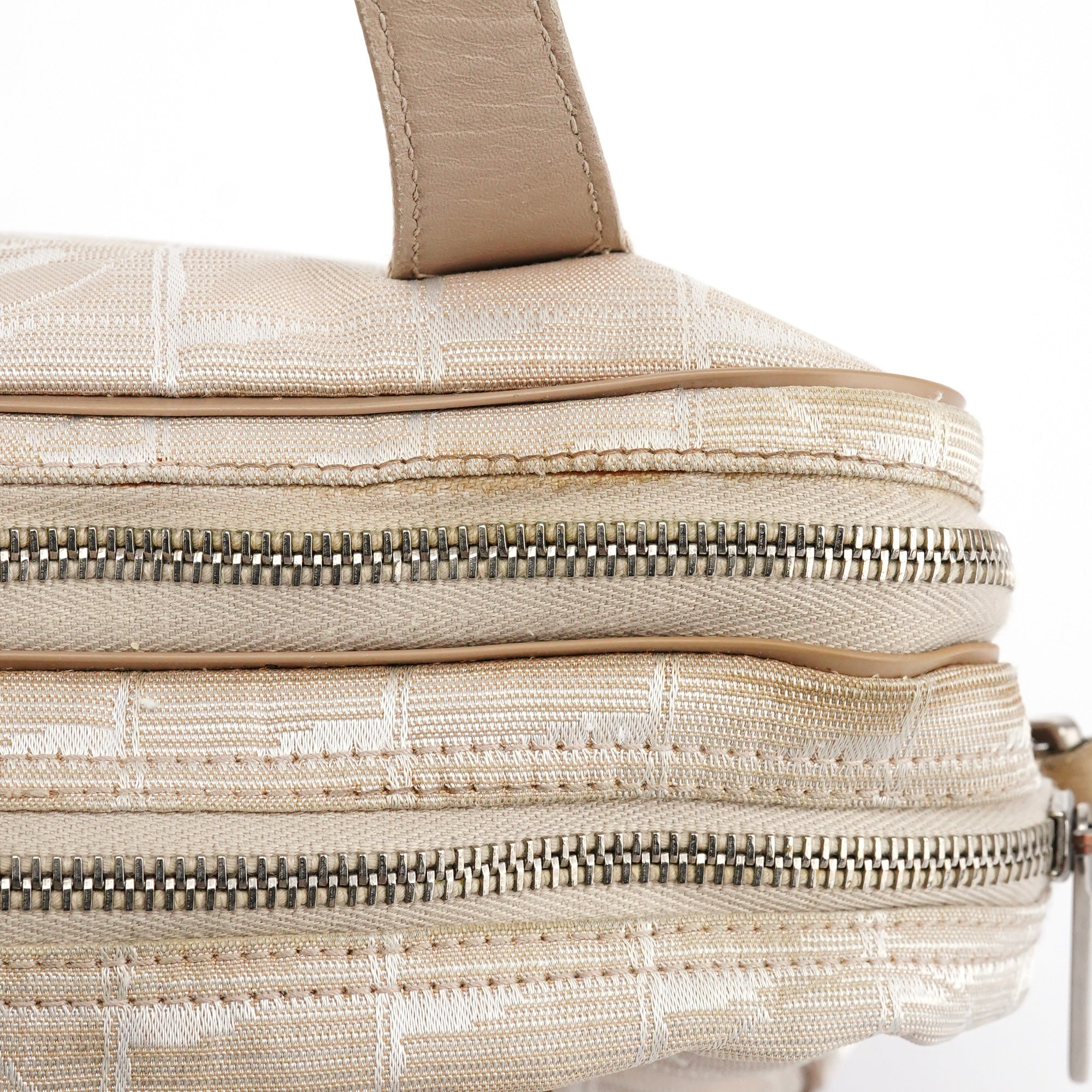 Beige Nylon Leather Quilted 2-Way Bag
