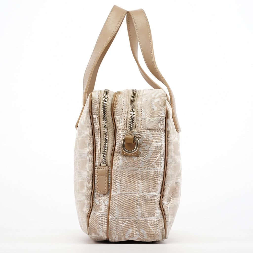 Beige Nylon Leather Quilted 2-Way Bag