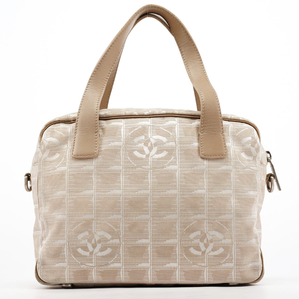 Beige Nylon Leather Quilted 2-Way Bag