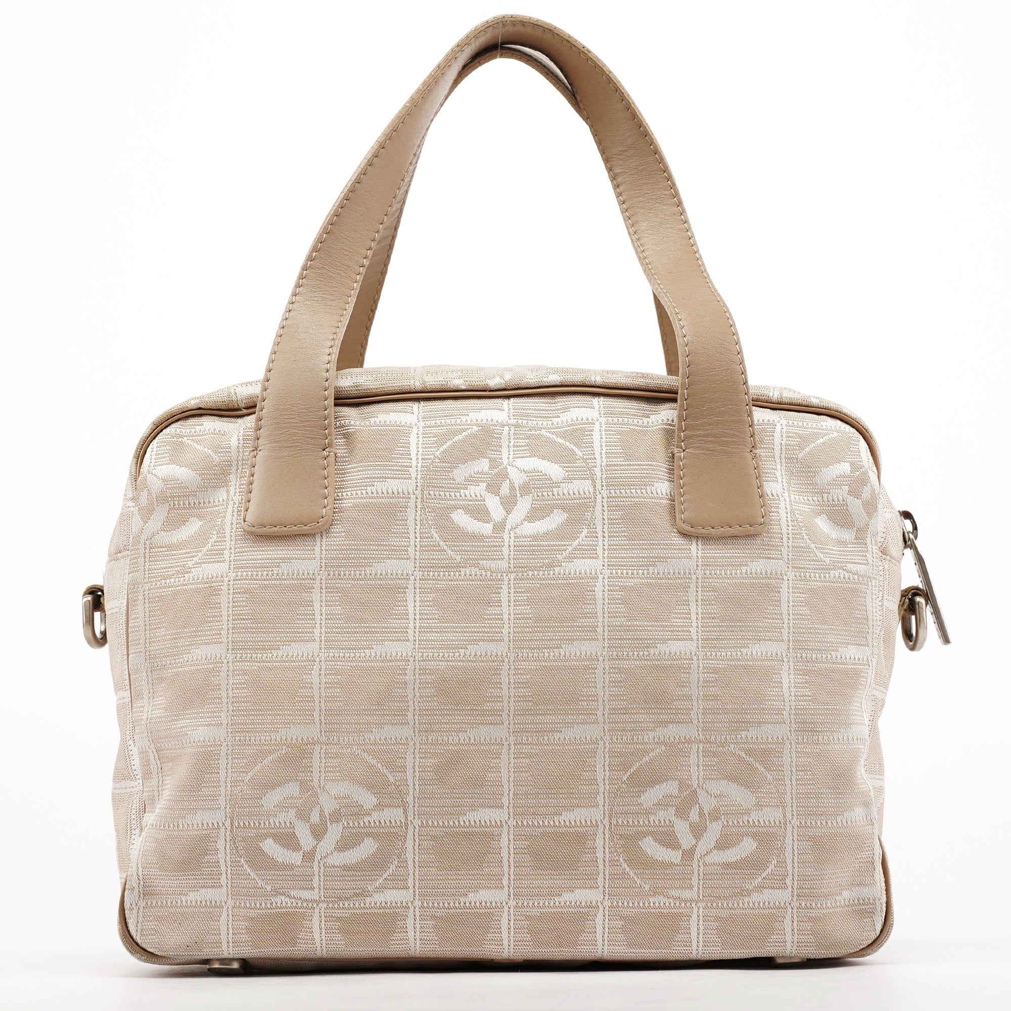 Beige Nylon Leather Quilted 2-Way Bag