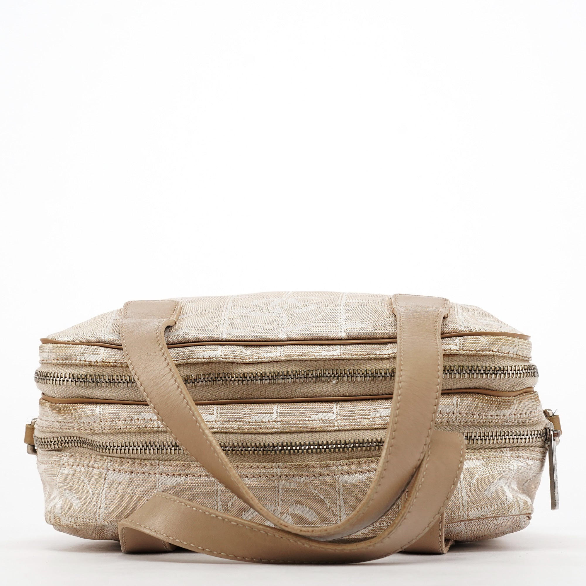 Beige Nylon Leather Quilted 2-Way Bag