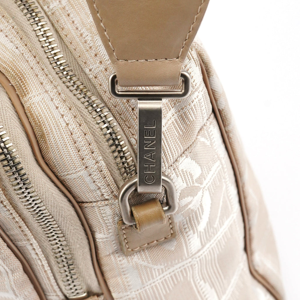 Beige Nylon Leather Quilted 2-Way Bag