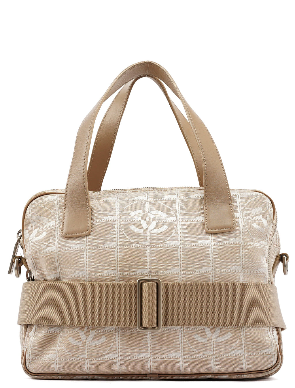 Beige Nylon Leather Quilted 2-Way Bag