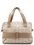 Beige Nylon Leather Quilted 2-Way Bag