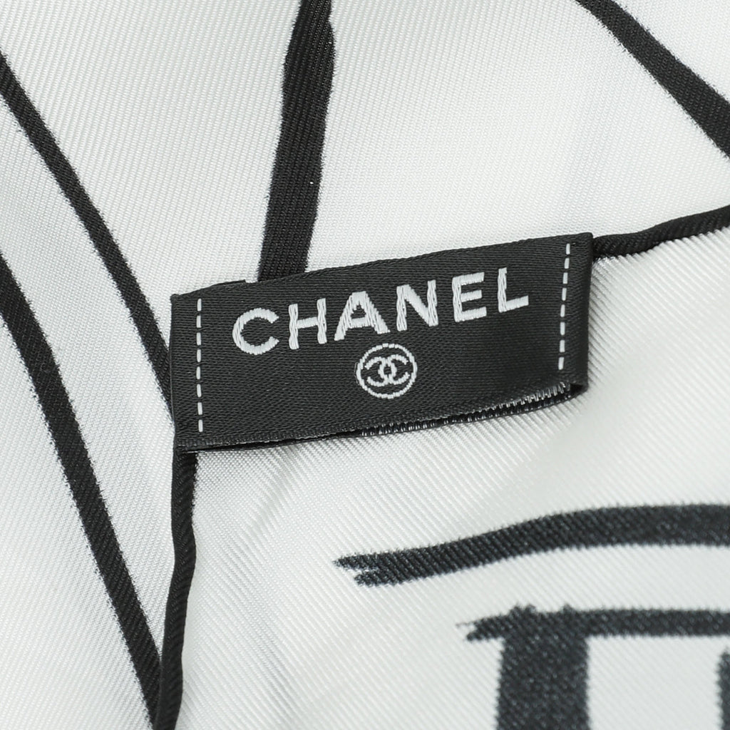 Chanel Bicolor Camellia Print Square Silk Scarf