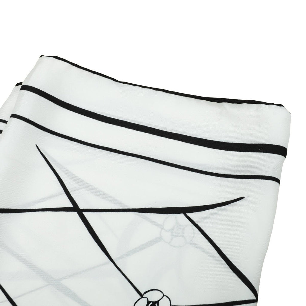Chanel Bicolor Camellia Print Square Silk Scarf