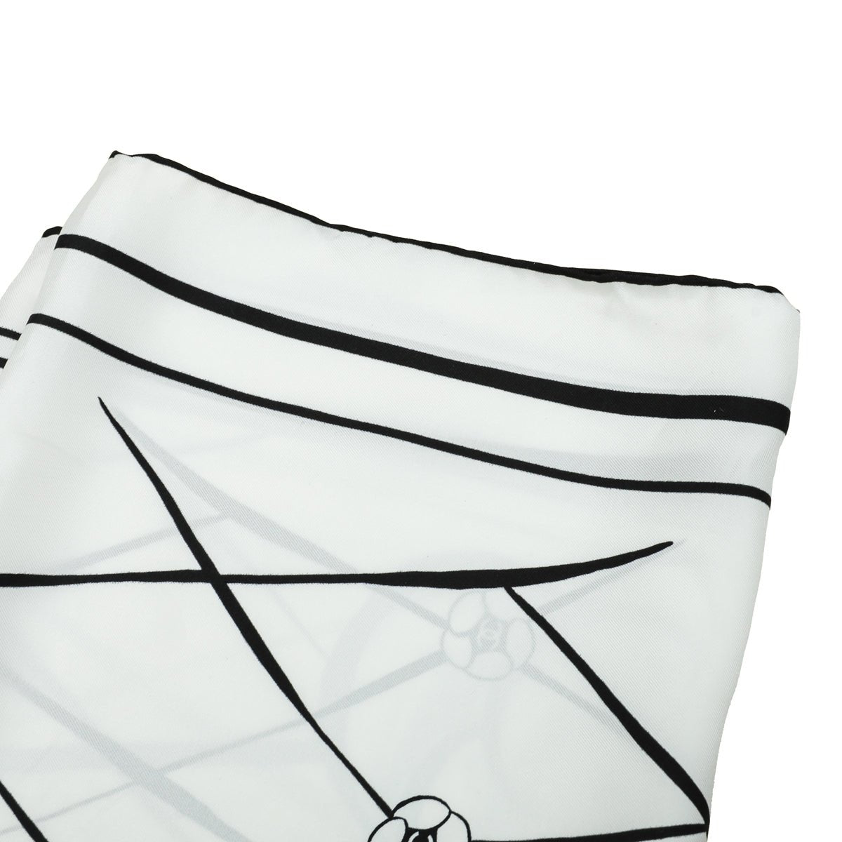 Chanel Bicolor Camellia Print Square Silk Scarf