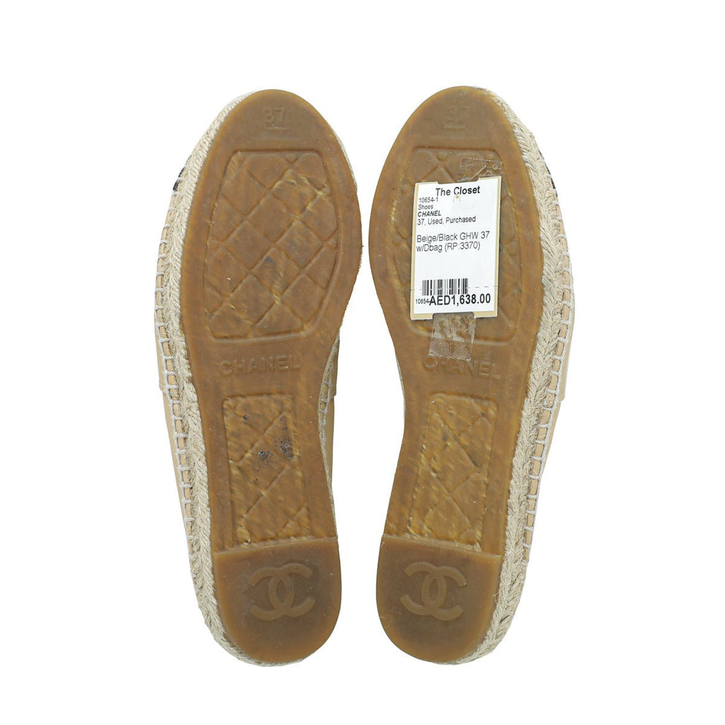 Chanel Bicolor Camellia Studded Espadrille 37