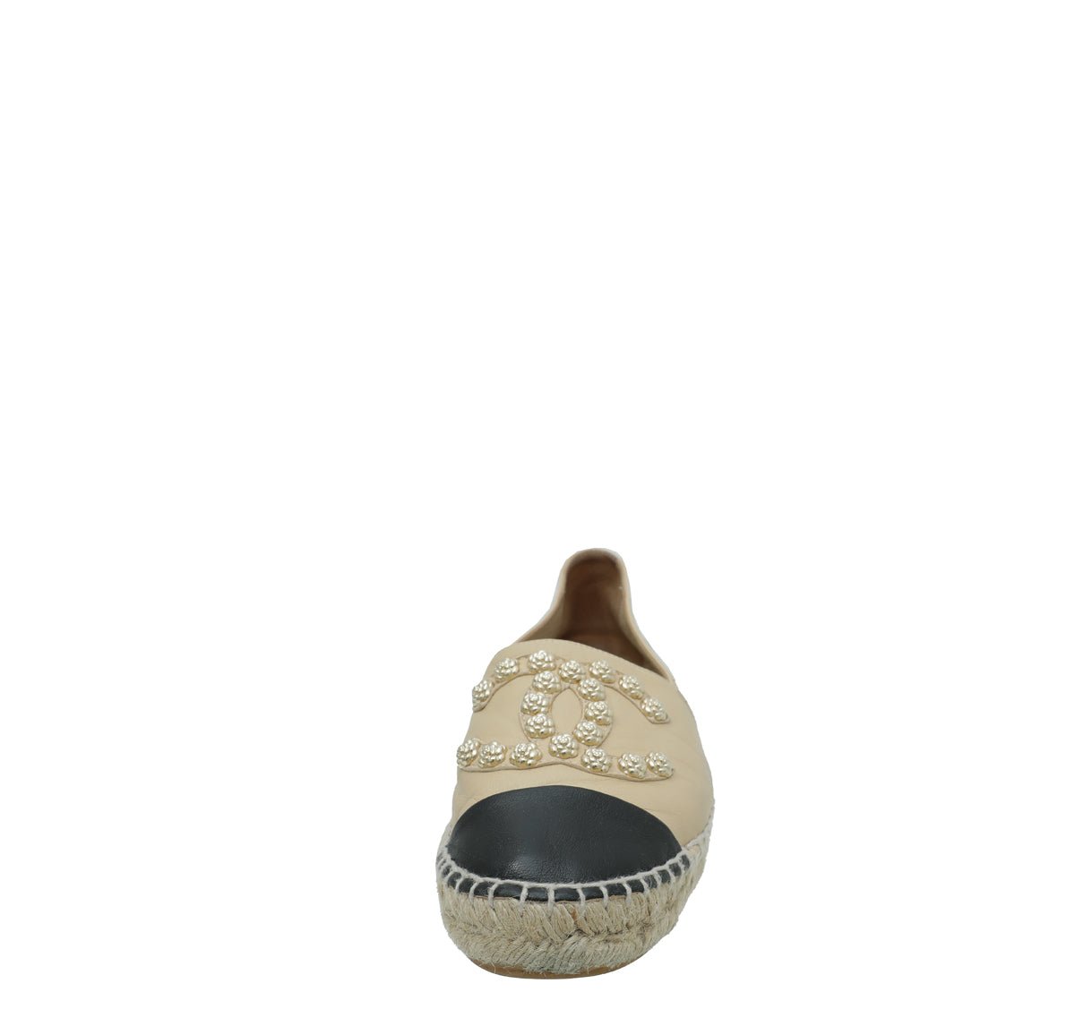 Chanel Bicolor Camellia Studded Espadrille 37