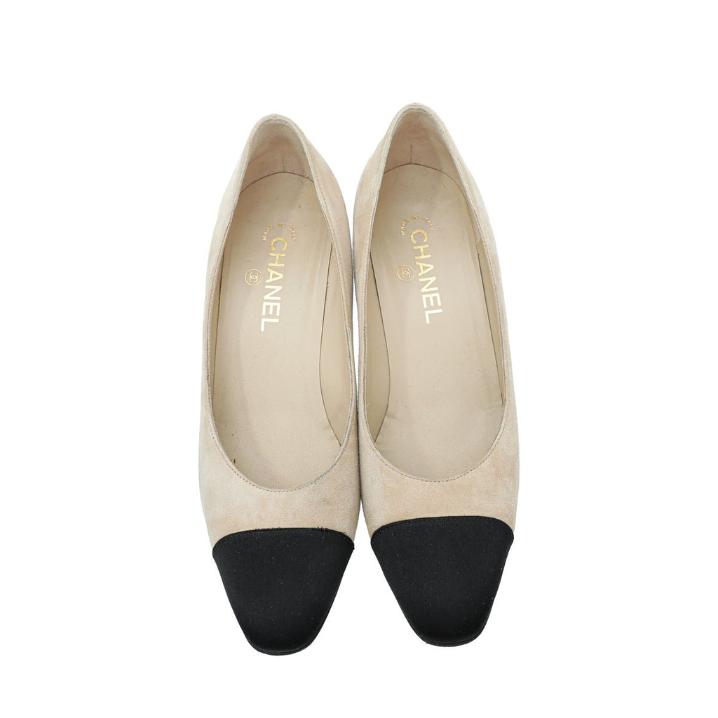 Chanel Bicolor Cap Toe Block Heels Pump 40