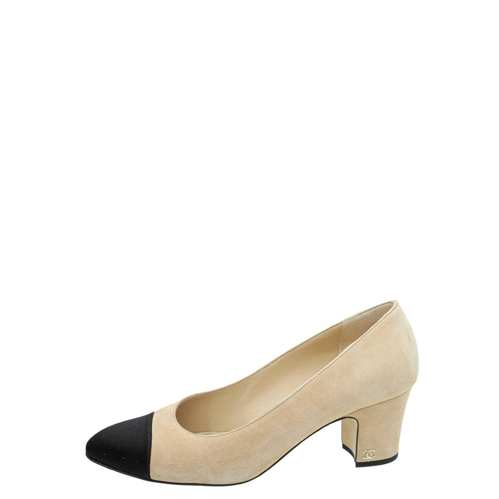 Chanel Bicolor Cap Toe Block Heels Pump 40