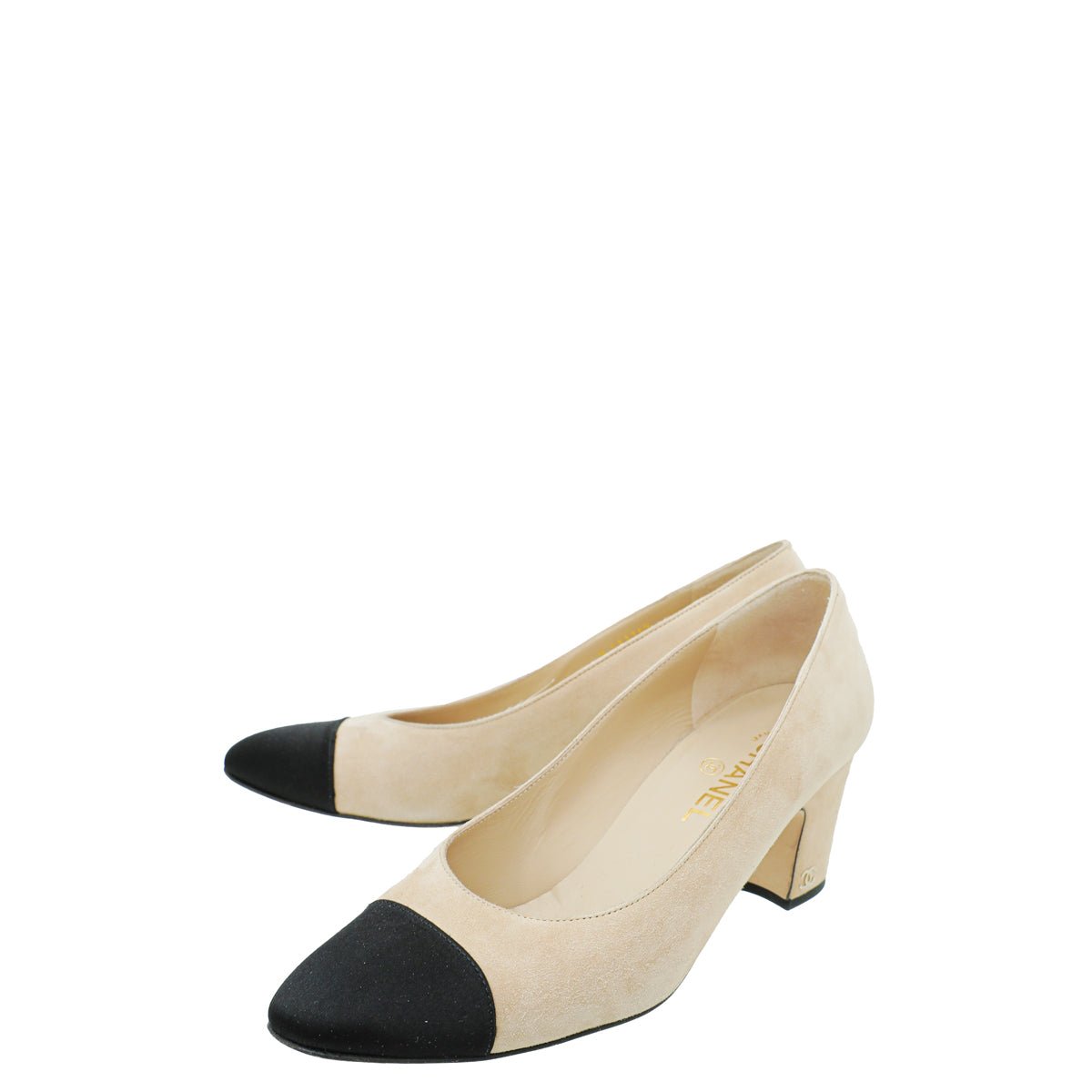 Chanel Bicolor Cap Toe Block Heels Pump 40