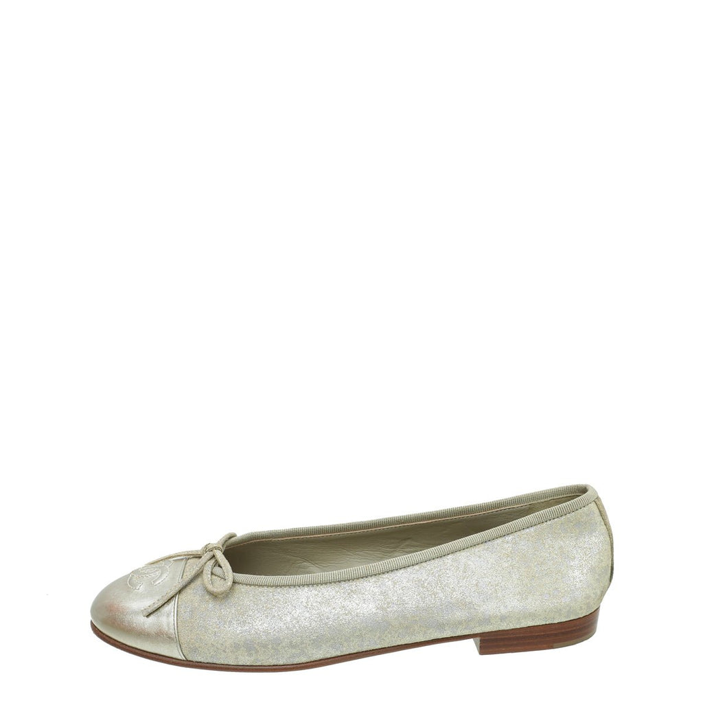 Chanel Bicolor CC Cap Toe Ballet Flats 37.5