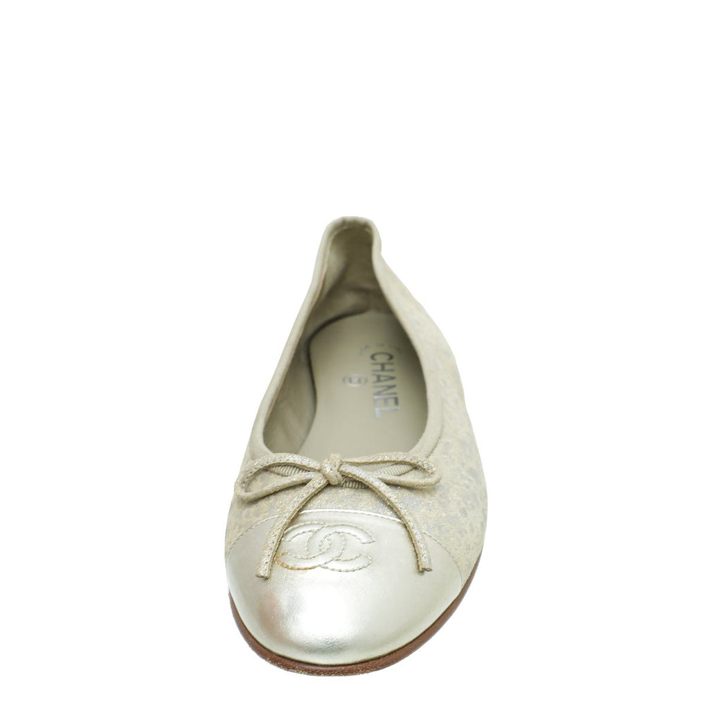 Chanel Bicolor CC Cap Toe Ballet Flats 37.5