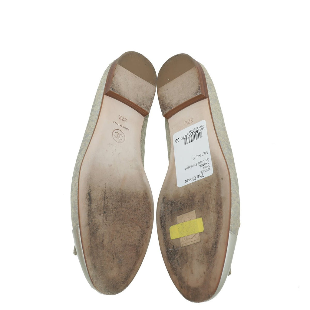 Chanel Bicolor CC Cap Toe Ballet Flats 37.5