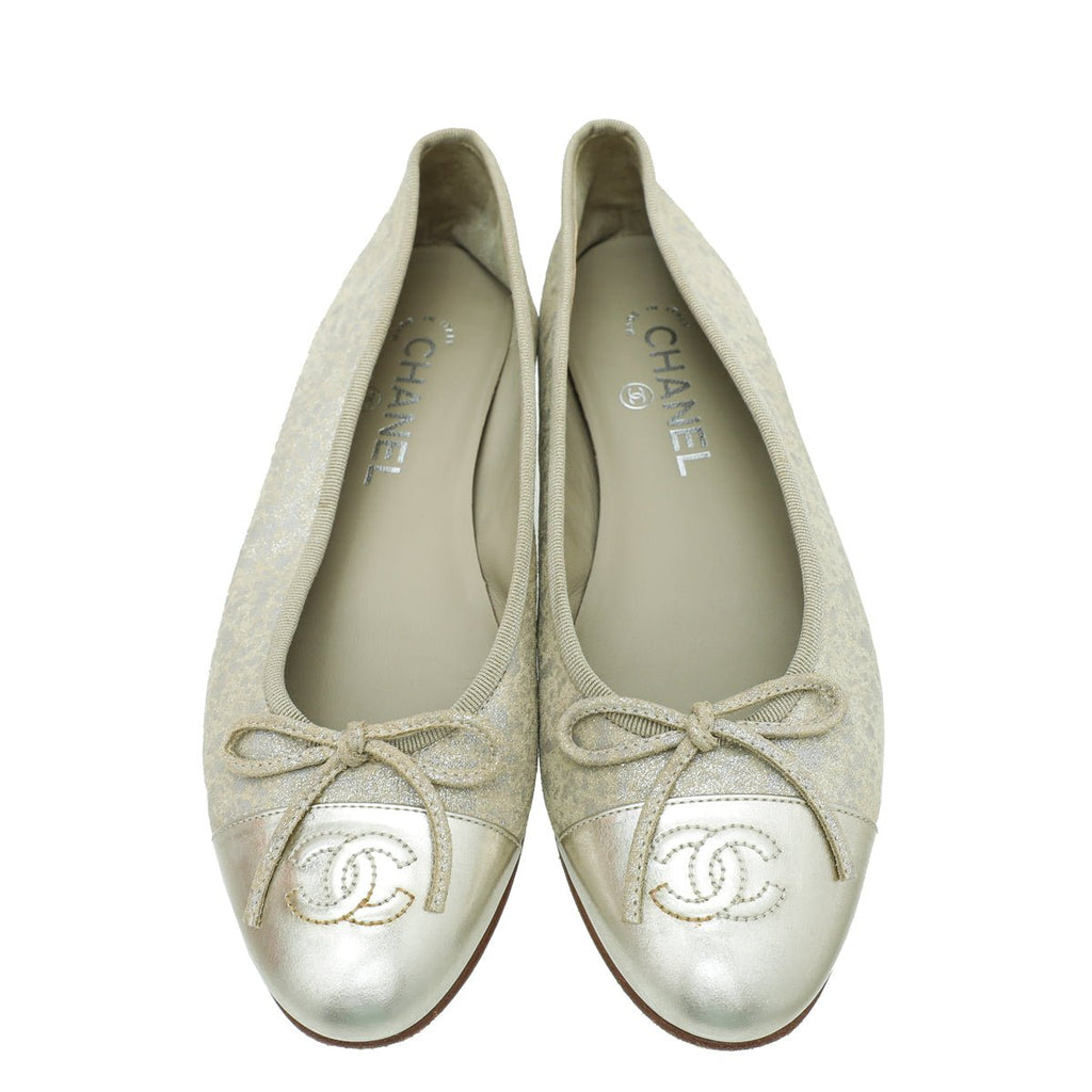 Chanel Bicolor CC Cap Toe Ballet Flats 37.5