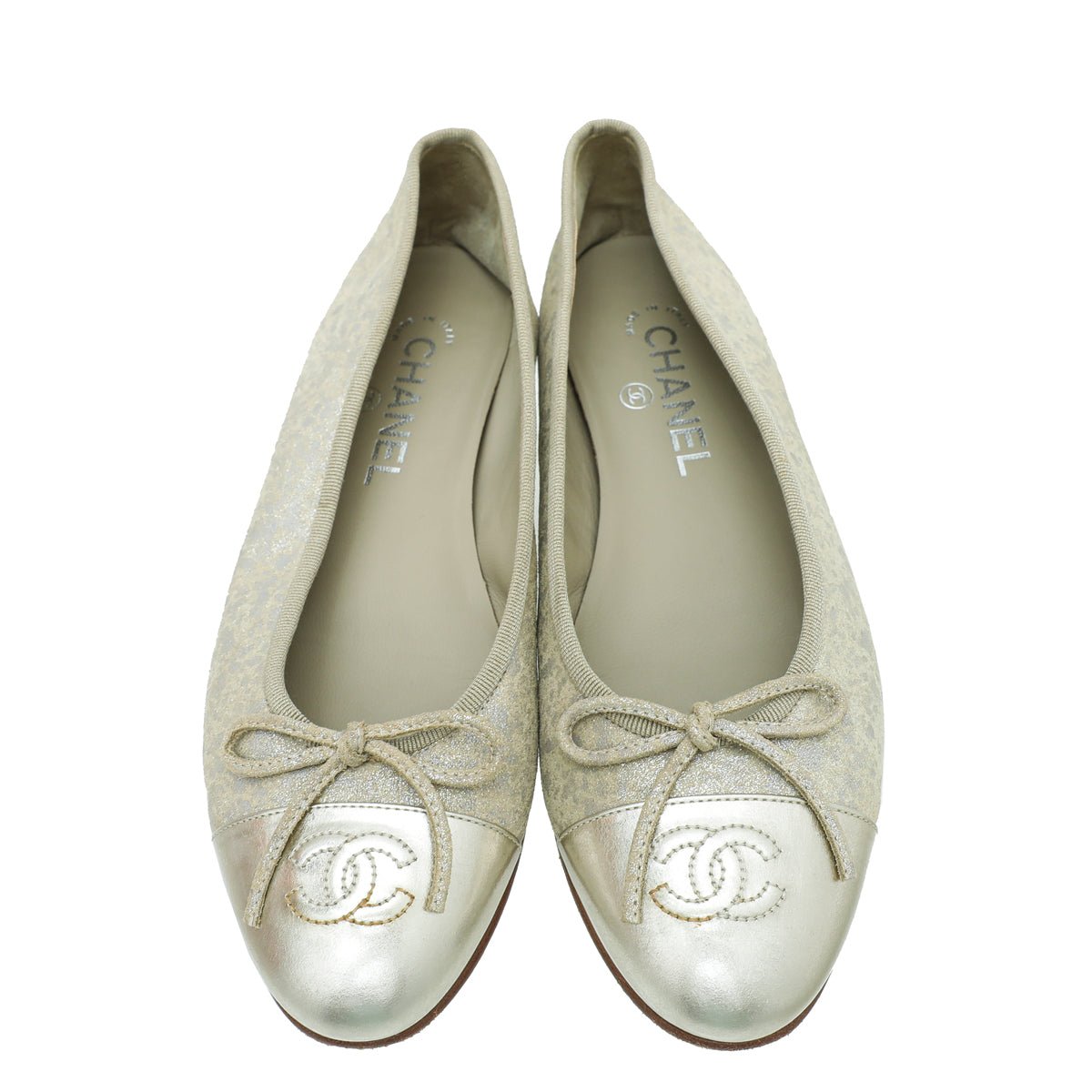Chanel Bicolor CC Cap Toe Ballet Flats 37.5