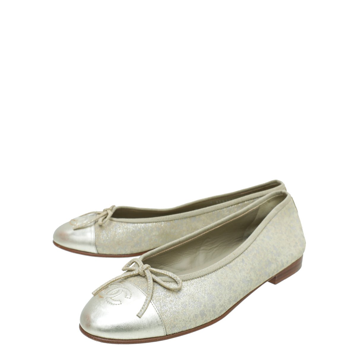 Chanel Bicolor CC Cap Toe Ballet Flats 37.5