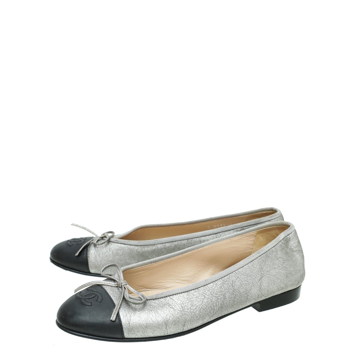 Chanel Bicolor CC Cap Toe Ballet Flats 38