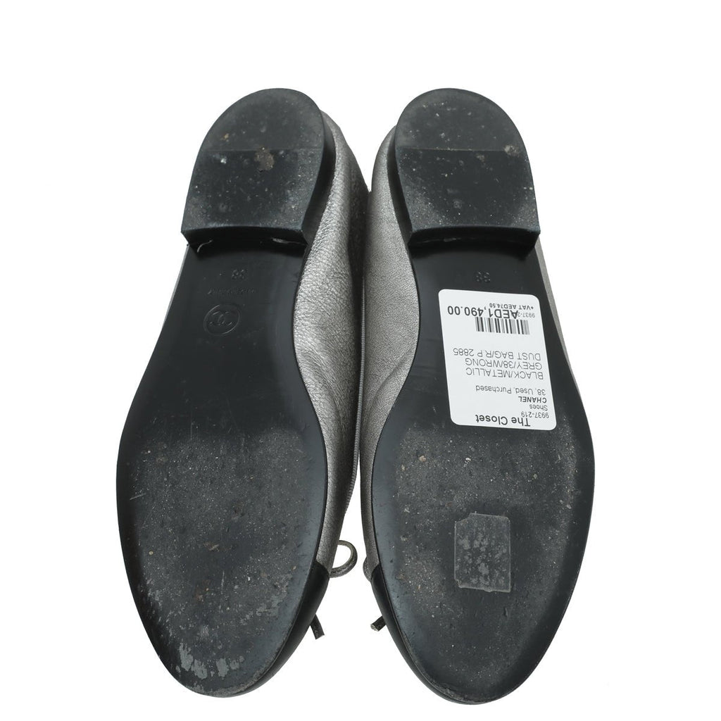 Chanel Bicolor CC Cap Toe Ballet Flats 38
