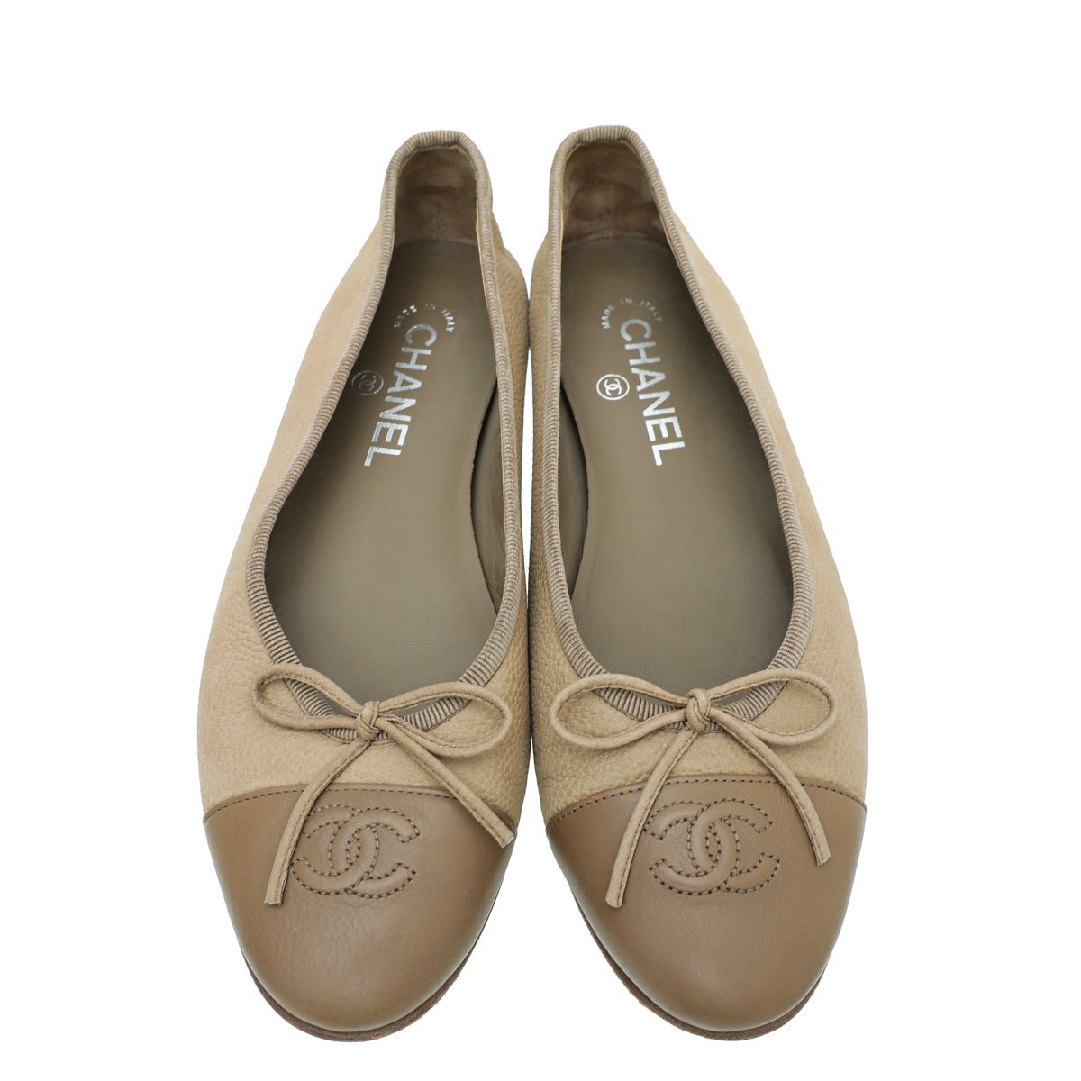 Chanel Bicolor CC Cap Toe Ballet Flats 38
