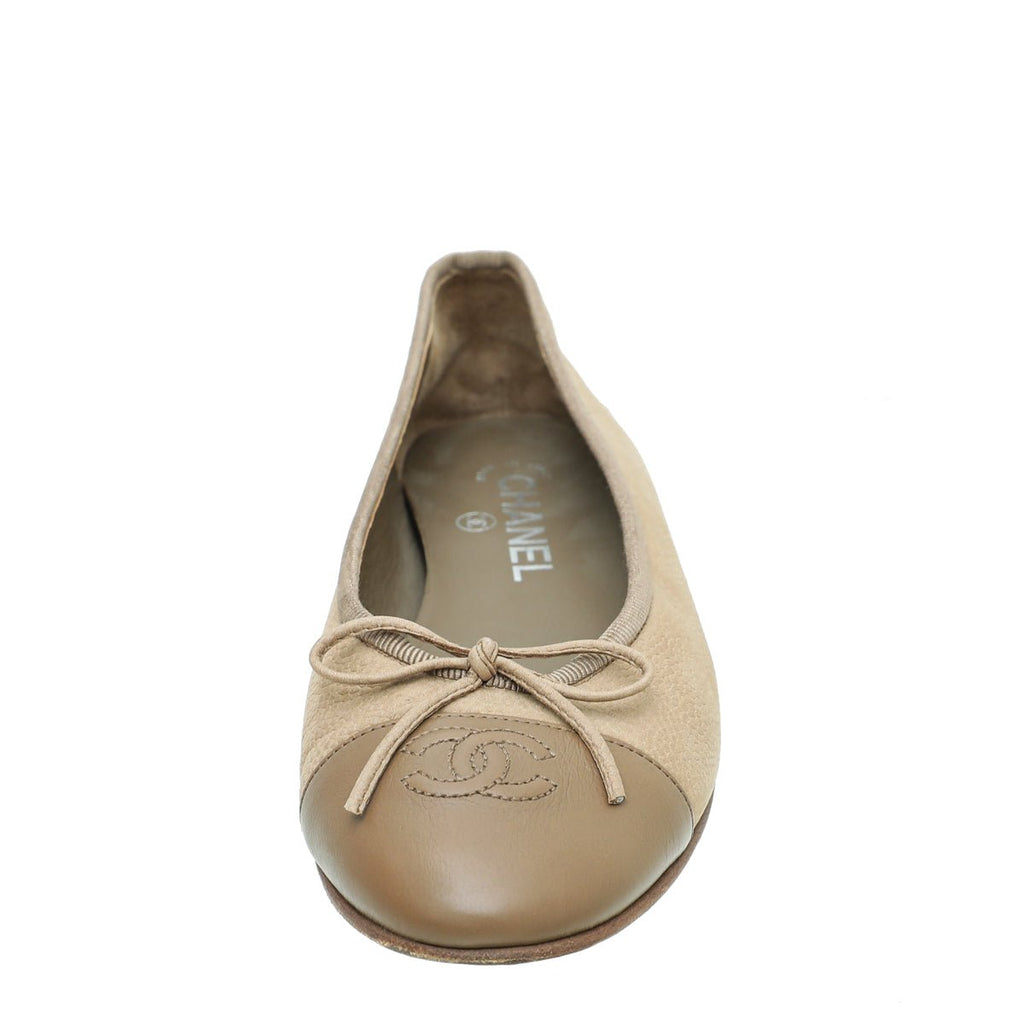 Chanel Bicolor CC Cap Toe Ballet Flats 38