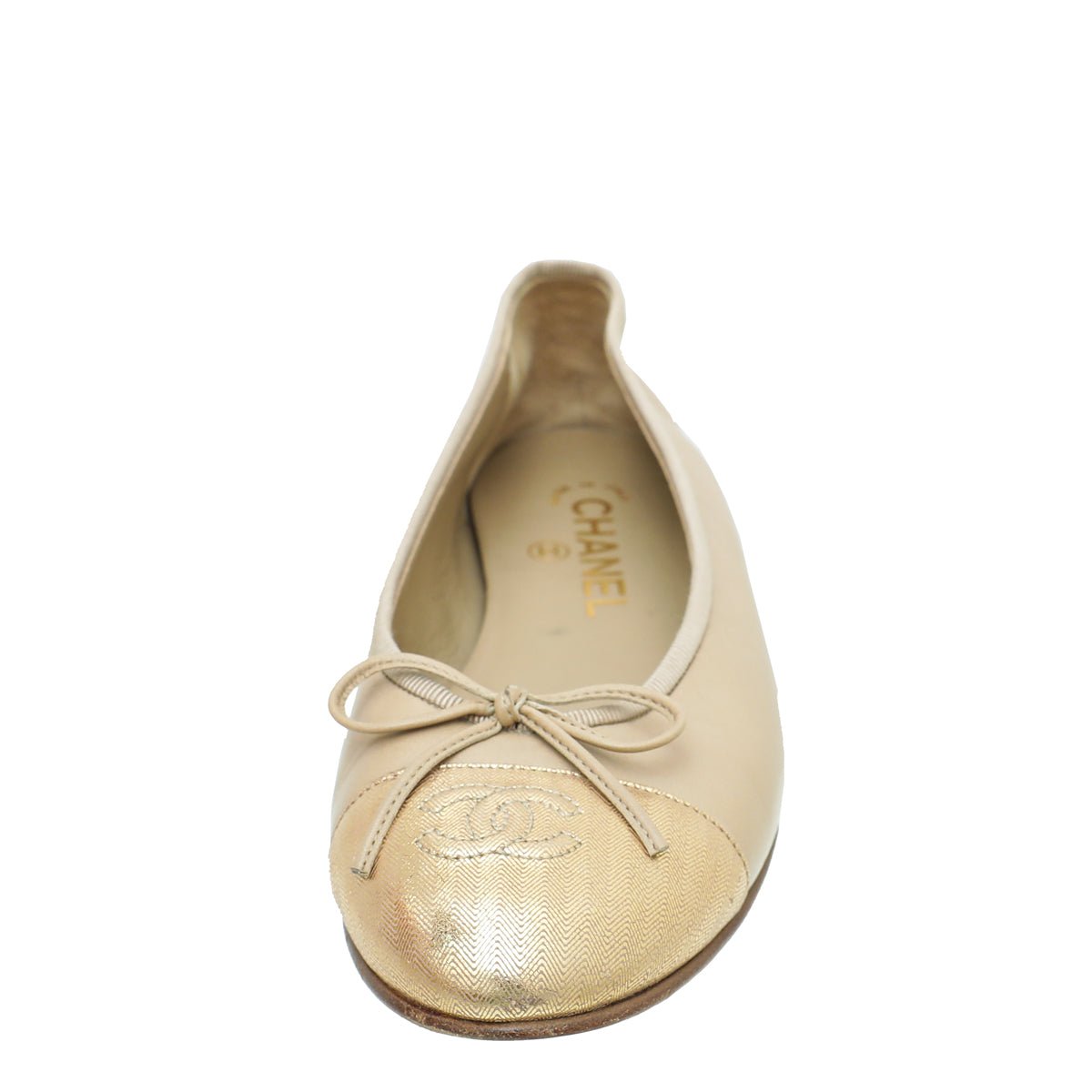 Chanel Bicolor CC Cap Toe Ballet Flats 38