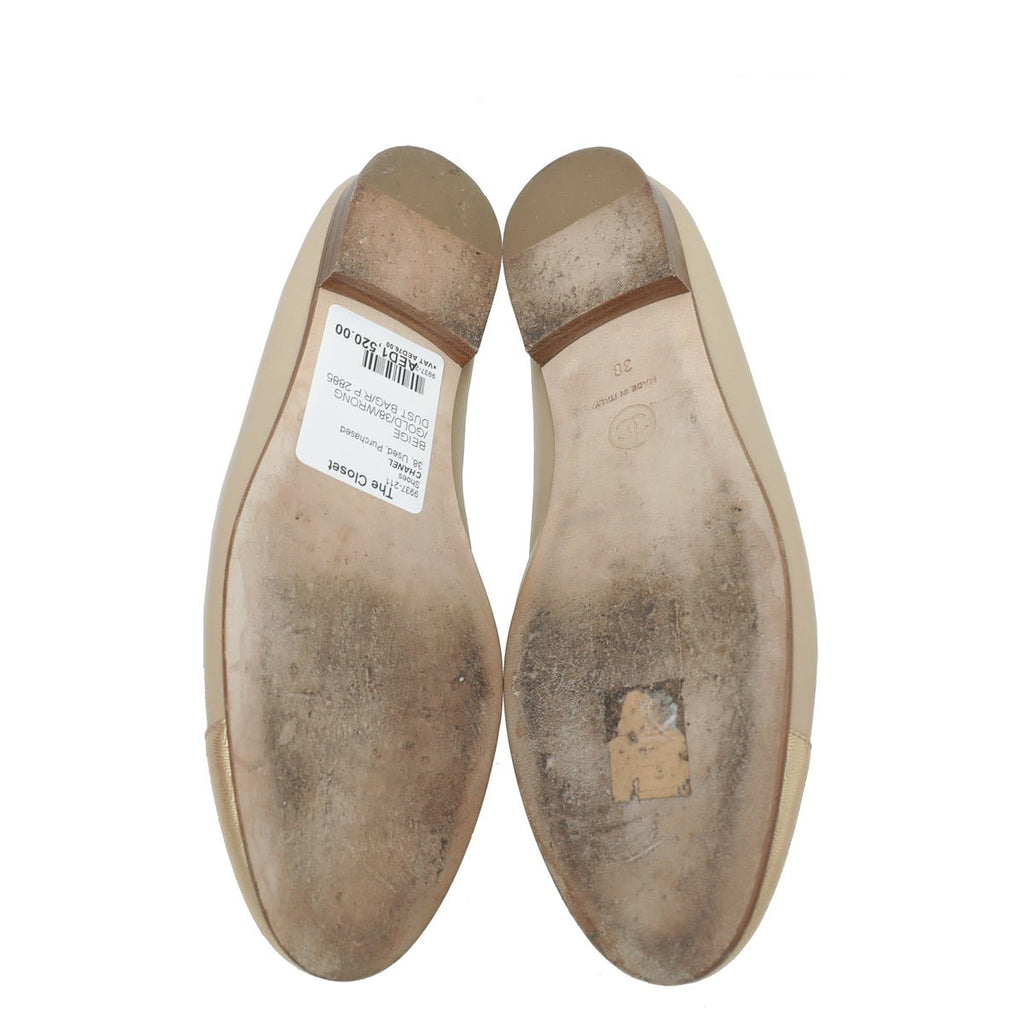 Chanel Bicolor CC Cap Toe Ballet Flats 38