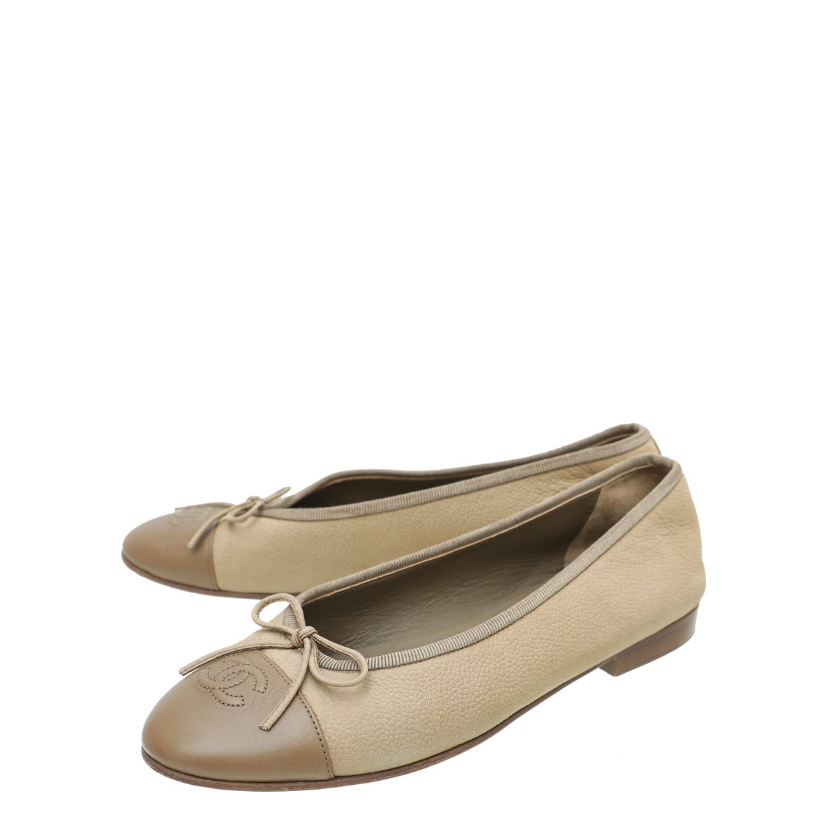 Chanel Bicolor CC Cap Toe Ballet Flats 38
