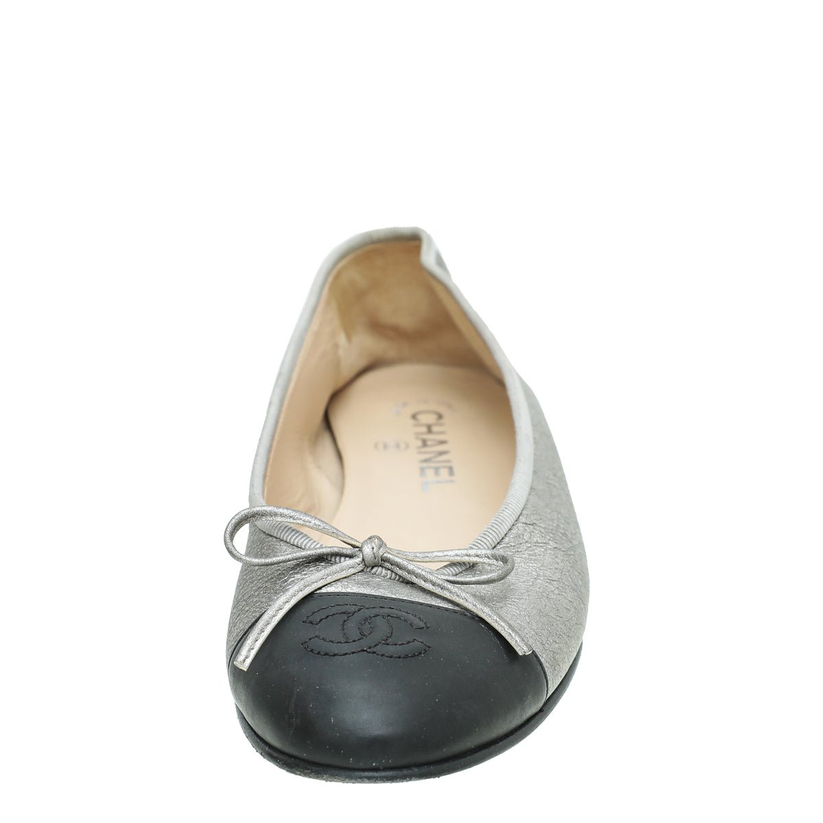 Chanel Bicolor CC Cap Toe Ballet Flats 38