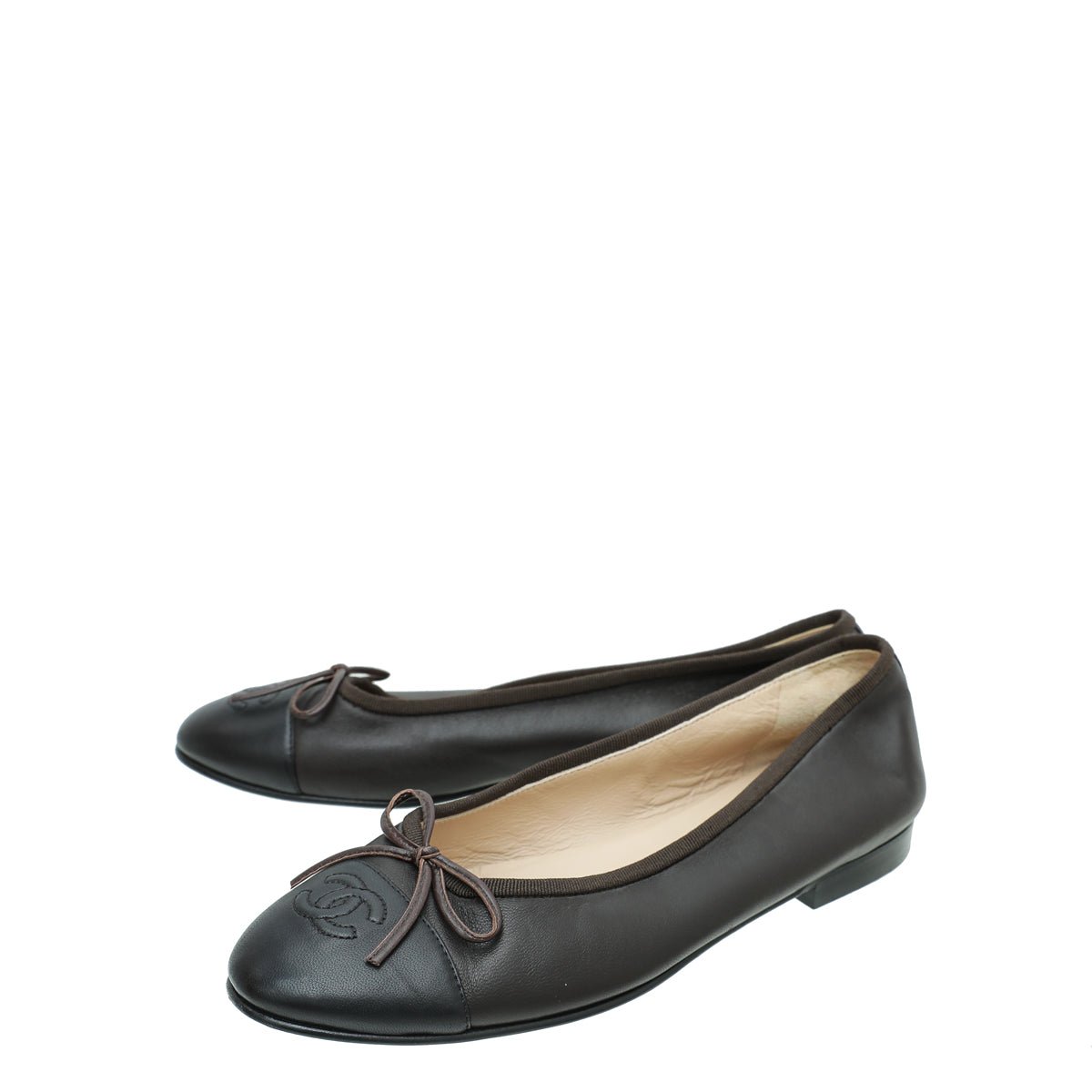Chanel Bicolor CC Cap Toe Ballet Flats 38